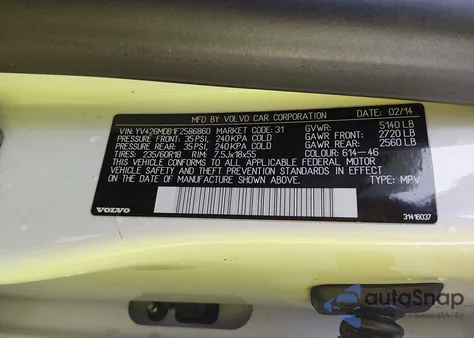 2015 Volvo Xc60 T5 Premier из США, поврежденный, VIN YV426MDB1F2586860